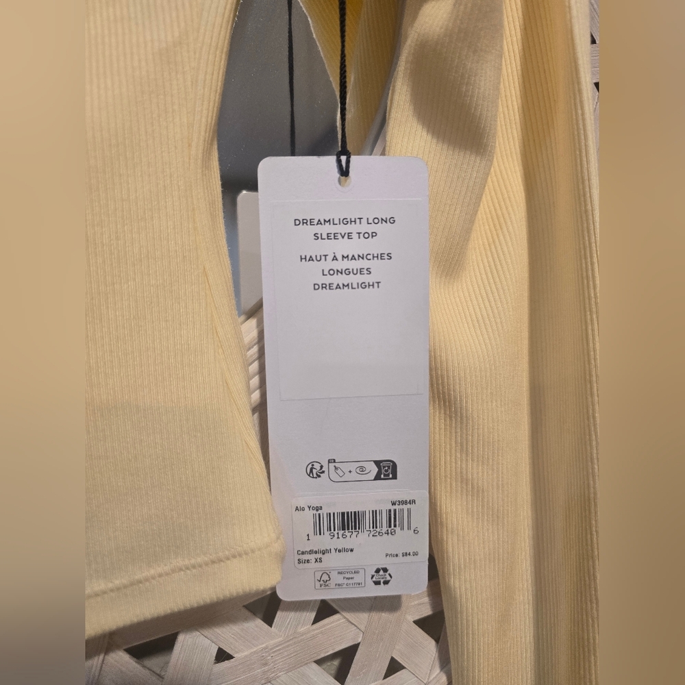 Alo Yoga Dreamlight Long Sleeve Top Best Seller XS Candlelight Yellow - Picture 8 of 12